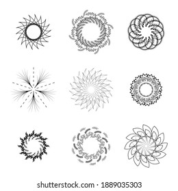 Definir colección abstracta Starburst Black Line Doodle Design Elements Vector