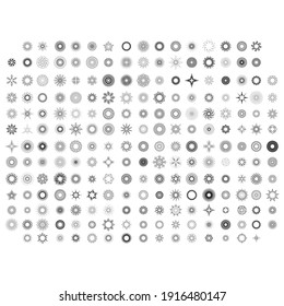 Set Abstract Collection Starburst Black Line Doodle Design Elements Vector