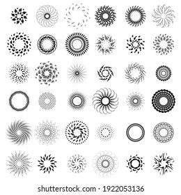 Set Abstract Collection Starburst Black Line Doodle Design Elements Vector