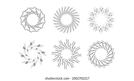 Set Abstract Collection Starburst Sunburst Sunset Black Line Doodle Design Elements Bursting Rays Sunrise Light Radiant Spark Vector Design Style