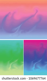 Set of abstract color backgrounds with color gradation paint blending effect. Vector