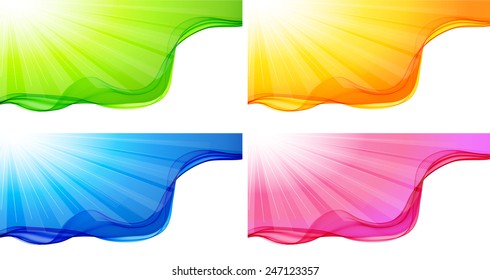 Set of abstract color backgrounds with rays