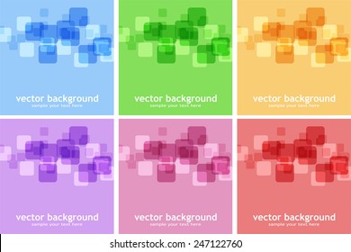 Set of abstract color backgrounds with square