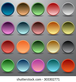 Set of abstract color buttons with shadow.