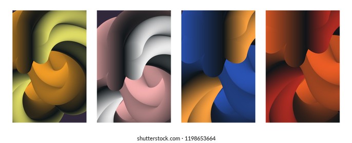 Set of abstract color cover. Abstract gradient background. Wave blend pattern. Fluid shapes composition. Futuristic design posters. Eps10 vector.
