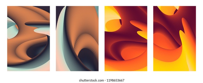 Set of abstract color cover. Abstract gradient background. Wave blend pattern. Fluid shapes composition. Futuristic design posters. Eps10 vector.