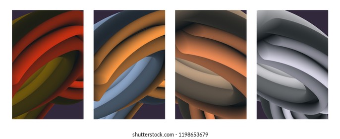 Set of abstract color cover. Abstract gradient background. Wave blend pattern. Fluid shapes composition. Futuristic design posters. Eps10 vector.