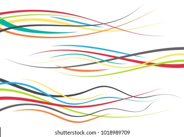 Set of abstract color  curved lines. Wave design element. Vector illustration.
