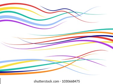 Set of abstract color  curved lines. Wave design element. Vector illustration.

