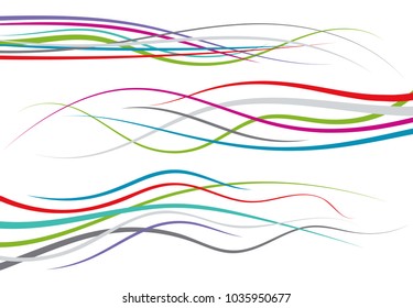 Set of abstract color  curved lines. Wave design element. Vector illustration.
