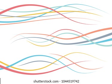 Set of abstract color  curved lines. Wave design element. Vector illustration.
