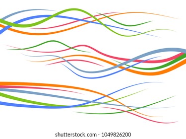 Set of abstract color  curved lines. Wave design element. Vector illustration.
