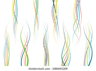 Set of abstract color  curved lines. Wave design element. Vector illustration.

