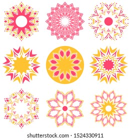 Set of abstract color decorative element for design.