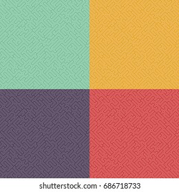 Set of abstract color geometrical seamless pattern with shadow. Maze. Labyrinth.