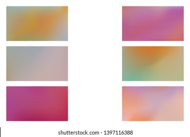 Set of Abstract Color Gradient Background for your Design. Abstract orange, green and purple colored blurred gradient mesh background