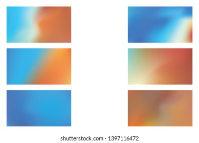 Set of Abstract Color Gradient Background for your Design. Abstract orange and blue colored blurred gradient mesh background