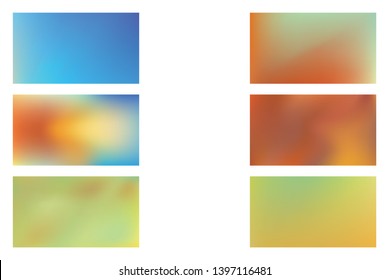 Set of Abstract Color Gradient Background for your Design. Abstract orange and blue colored blurred gradient mesh background
