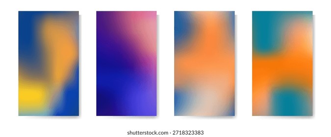 Conjunto de plano de fundo do gradiente de cor abstrata para seu design. Fundo de malha de gradiente abstrato laranja e azul colorido borrado