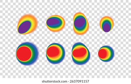 Set of abstract color gradient circle backgrounds vector illustration isolated on transparent background.