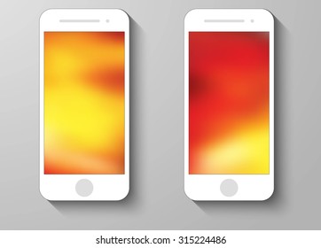 Set of Abstract Color Mobile Phones Blurred Backgrounds. Collection of Technology Wallpaper Designs. Vector Illustrations.