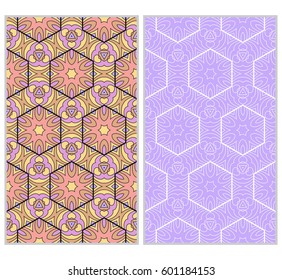 set of Abstract color pattern in the form of a multicolored mosaic with elements of lace and floral ornament. vector illustration. For textiles, design, wallpapers, greeting cards, products for home