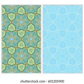 set of Abstract color pattern in the form of a multicolored mosaic with elements of lace and floral ornament. vector illustration. For textiles, design, wallpapers, greeting cards, products for home