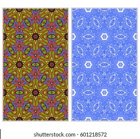 set of Abstract color pattern in the form of a multicolored mosaic with elements of lace and floral ornament. vector illustration. For textiles, design, wallpapers, greeting cards, products for home