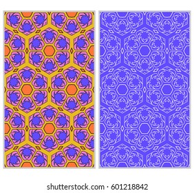 set of Abstract color pattern in the form of a multicolored mosaic with elements of lace and floral ornament. vector illustration. For textiles, design, wallpapers, greeting cards, products for home