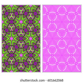 set of Abstract color pattern in the form of a multicolored mosaic with elements of lace and floral ornament. vector illustration. For textiles, design, wallpapers, greeting cards, products for home