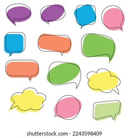 Set of abstract color speech bubble on white background. Chat icons vector isolated element. Message vector icons.