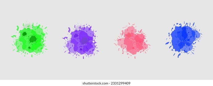A set of abstract color splashes. Spots. Vector watercolor texture.