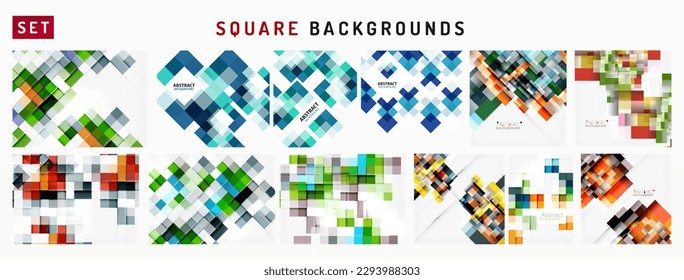 Set of abstract color square tile or mosaic pattern minimal vector background for wallpaper, banner, background, landing page, wall art, invitation, prints