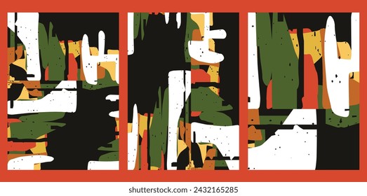 Set of Abstract color textures template poster banner flyer card patern for printing on fabric magazine cover Set of paintings for wall decor. Vector file design elements.