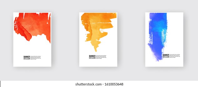 Set of abstract color vector watercolor poster illustration