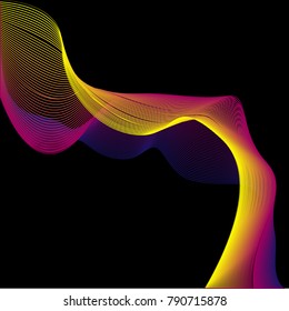 set abstract color wave smoke transparent smooth vector lines