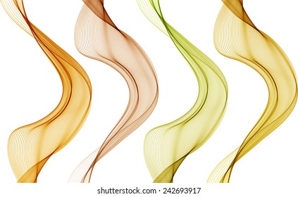 Set of abstract color waves isolated on white