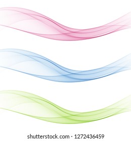 
Set of abstract color waves. Color smoke wave. Vector wavy design.
