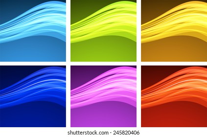 Set of abstract color wavy backgrounds