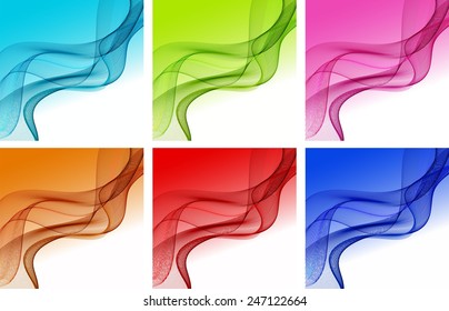 Set of abstract color wavy backgrounds