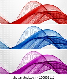 Set of abstract color wavy backgrounds