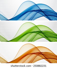 Set of abstract color wavy backgrounds