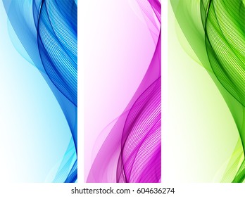 Set of abstract color wavy backgrounds