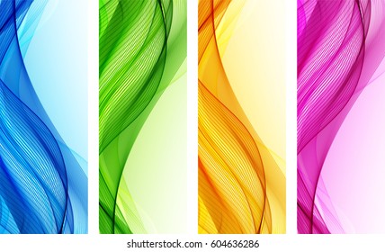 Set of abstract color wavy backgrounds