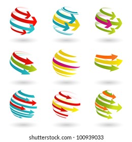 Conjunto de iconos de flecha de color abstracto.  Ilustración vectorial.