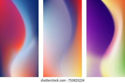 Set of abstract colored backgrounds for smartphone screen saver. Vector illustration.