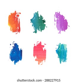 A set of abstract colored watercolor stains. Good for design template, logos, stickers, cards, banners. Vector.