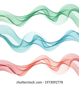 Set of abstract colored waves. Design element