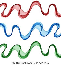 Set of abstract colored waves. Red, green, blue waves.