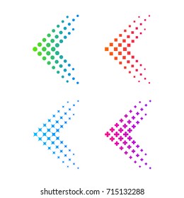Set of Abstract Colorful Arrow, Fly, Forward logo. Dots, Dotted, Sparkle, Pixels, Square, Circle, Circular halftone shape Symbol and Icon Vector Design Elements - Shutterstock ID 715132288